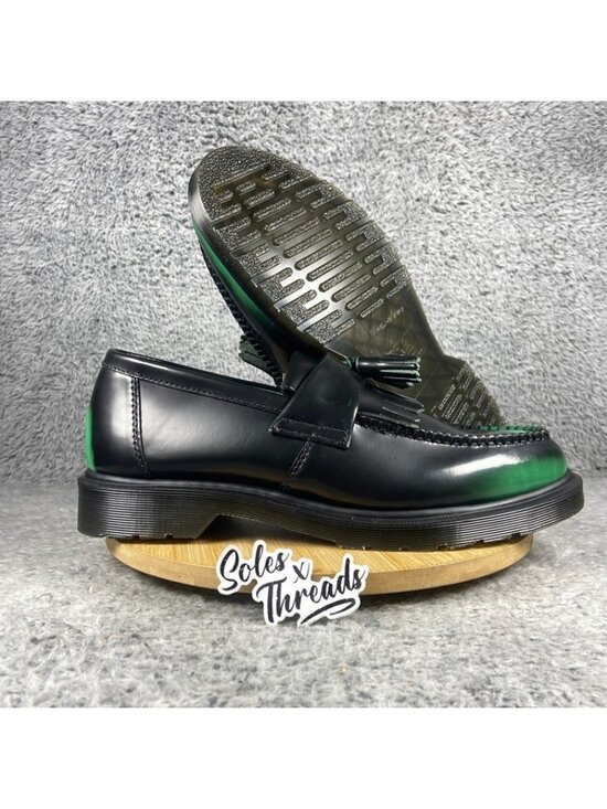 Dr. Martens Adrian Tassel Loafer Size 13 Men Arcadia Rub Off Leather Black Green main image 4